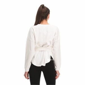 Zara lightweight sweatshirt with attached belt- wrap around-white-size M US